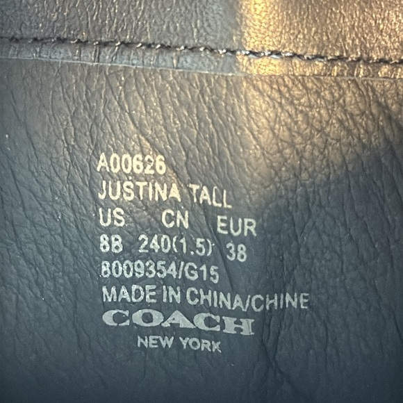 NEW COACH JUSTINA DESIGNER Black Real Leather Gold Studs RUNWAY TALL BOOTS  8 - Picture 8 of 9